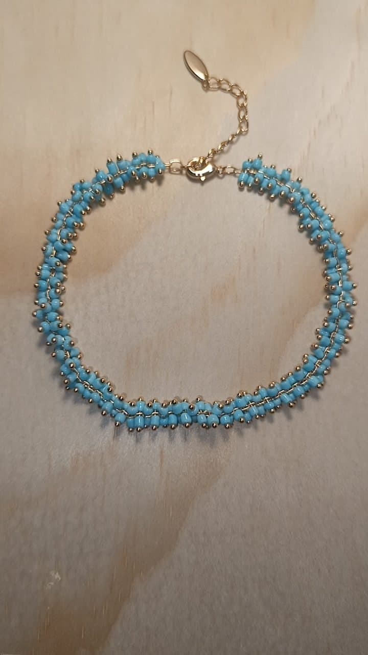 Tobillera Turquoise Cluster Weave